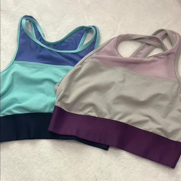 Aerie Blue and Purple Sports Bras Seamless Support - Picture 1 of 9